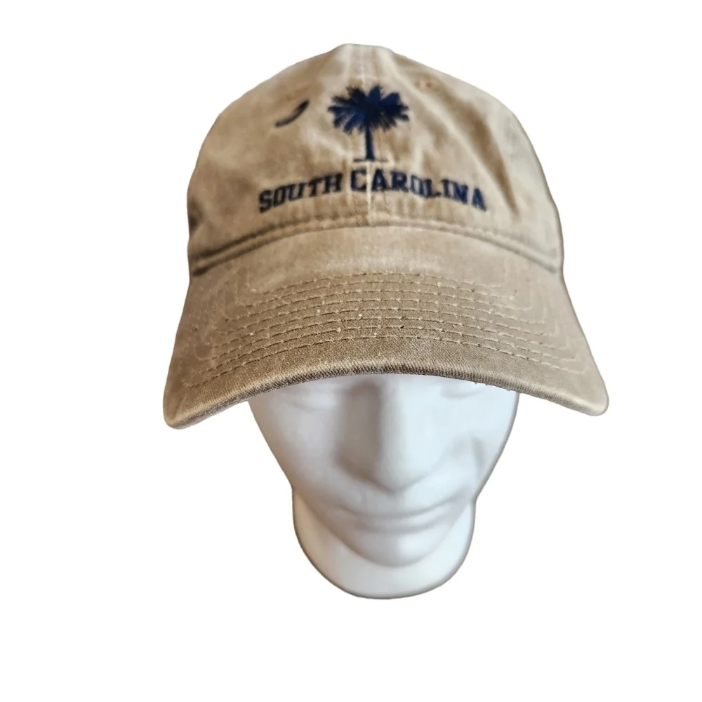 Embroidered olive khaki South Carolina SC Palmetto Crescent Washed Cap Hat